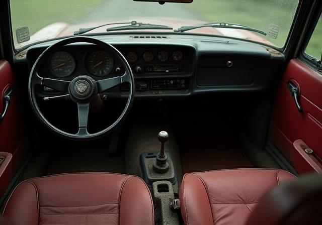 Interni usurati di una Alfa Romeo GTA.