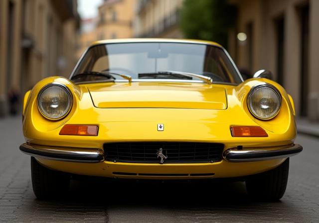 La Ferrari Dino restaurata con vernice Giallo Fly.